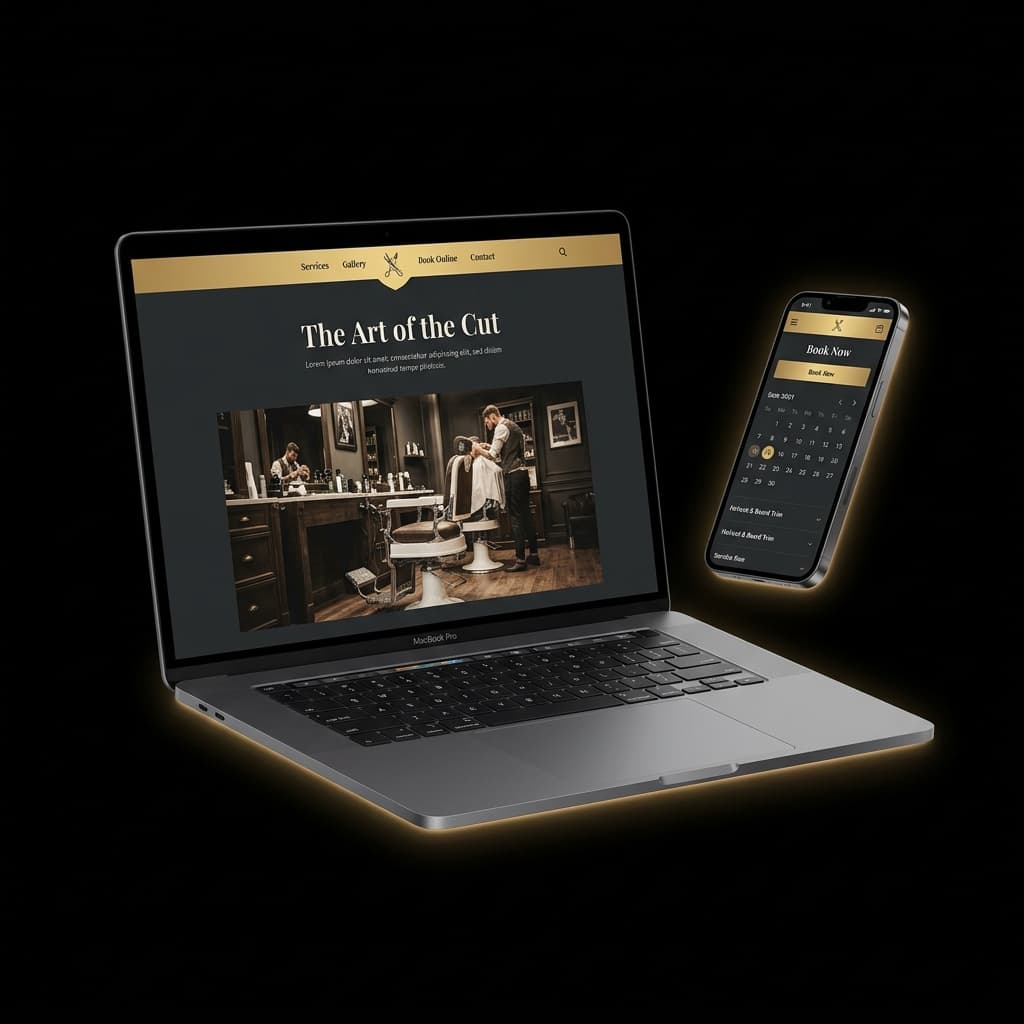 Barbershop website mockup by Aceris Studio